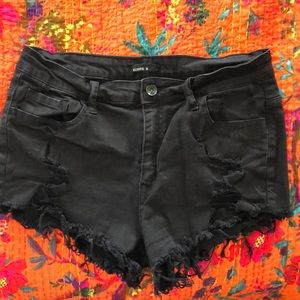Black Jean Cut Off Shorts Klique B